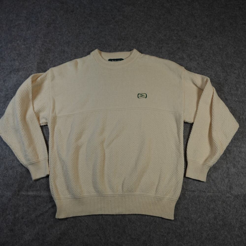 Vintage Dunbrooke‎ Sweater Mens Extra Large Knit Cotton Ivory Crew Neck Preppy